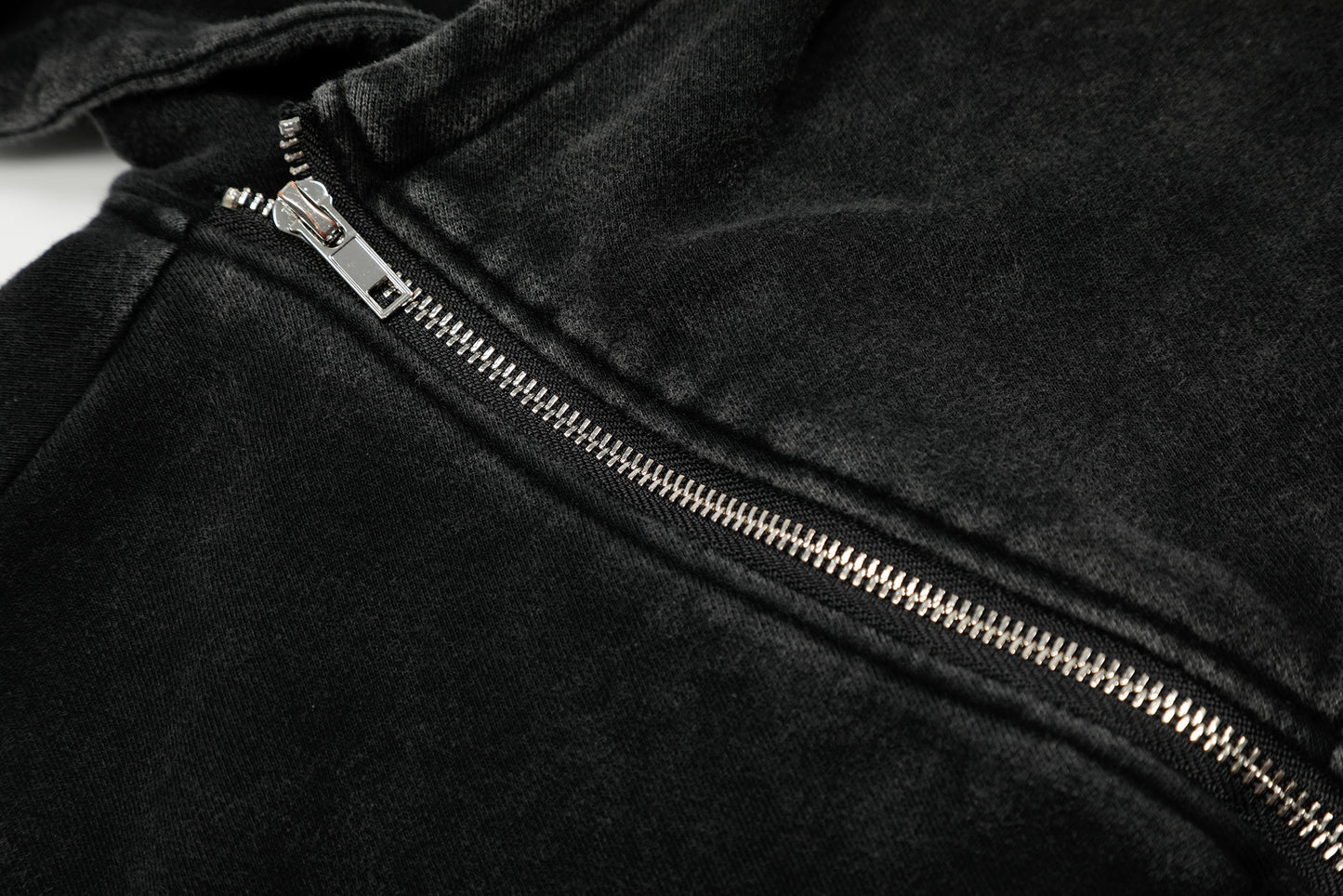 Asymmetry | Washed Zip Up Hoodie - Santo 