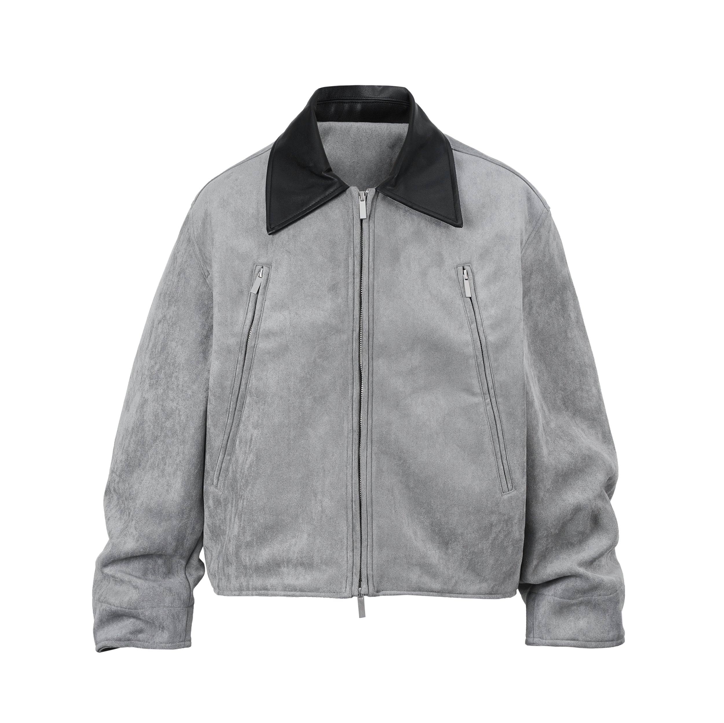 Contrast Collar | Suede Zip Jacket