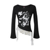 Butterfly Lace | Asymmetric Hem Printed Top
