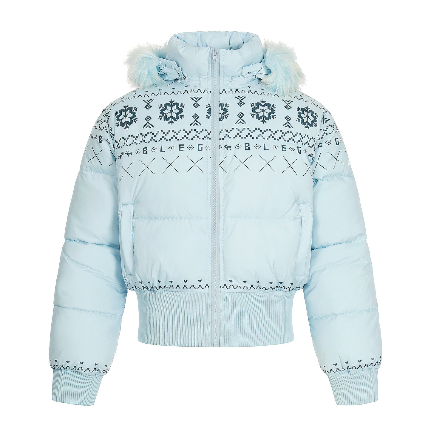Glacier Bloom | Nordic Embroidered Hooded Puffer