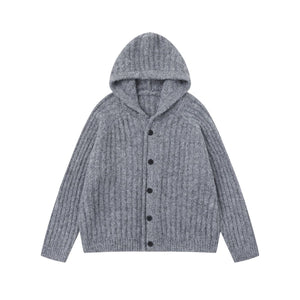 COZY LINE | Ribbed Knit Button Hoodie