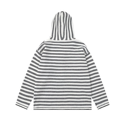 COASTLINE | Striped Buttoned Hood Pullover - Santo 