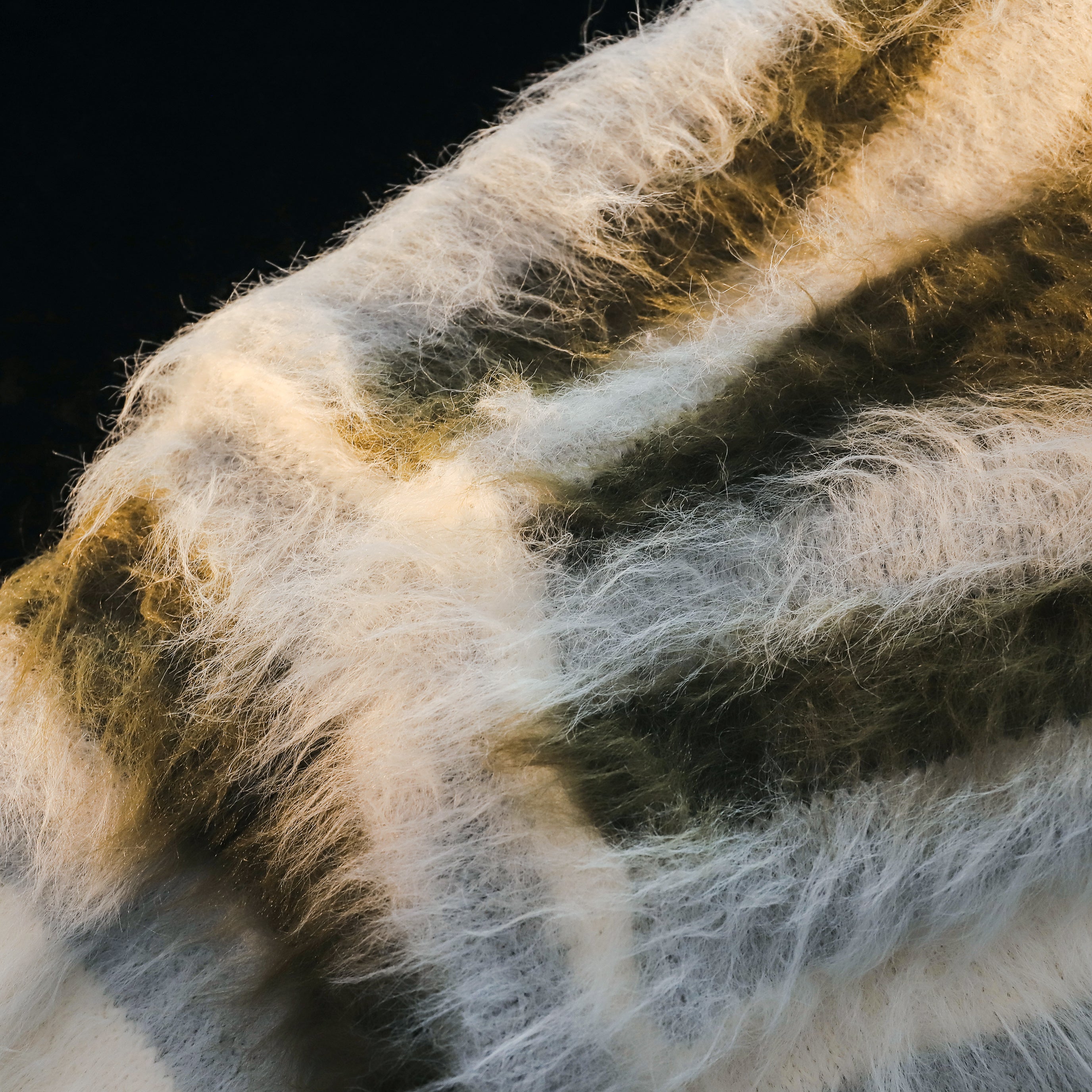 Furry Line | Striped Button-Up Fluffy Cardigan