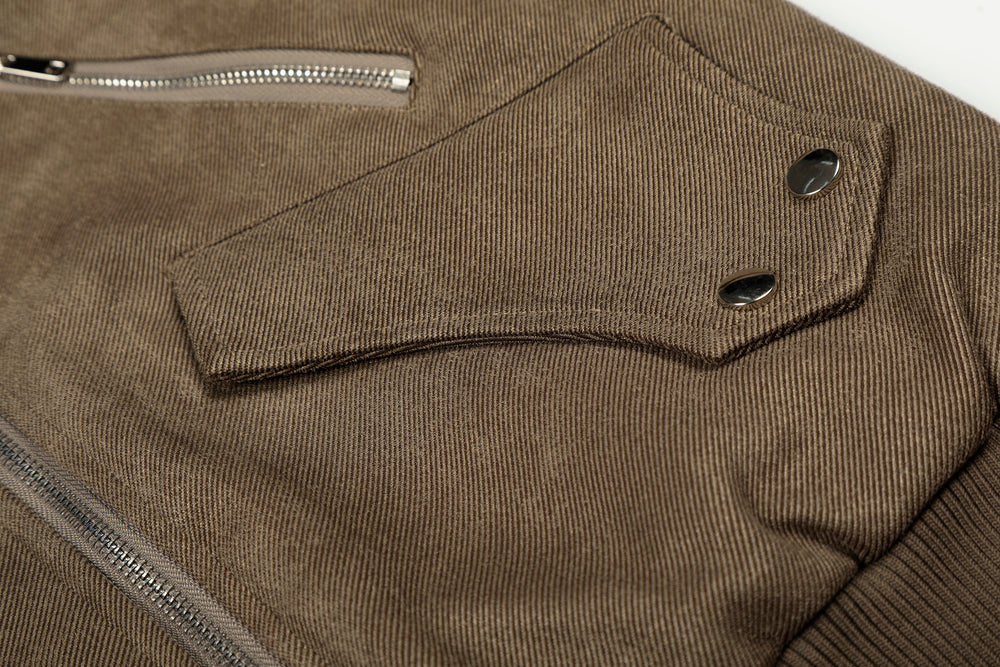 Urban Luxe | Bomber Jacket with Faux Fur Trim Brown - Santo 