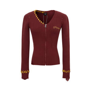 Varsity Twist | Zip-Up Ribbed Knit Cardigan