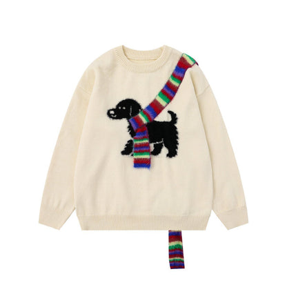 Snow Pup | Embroidered Dog Knit Sweater - Santo 