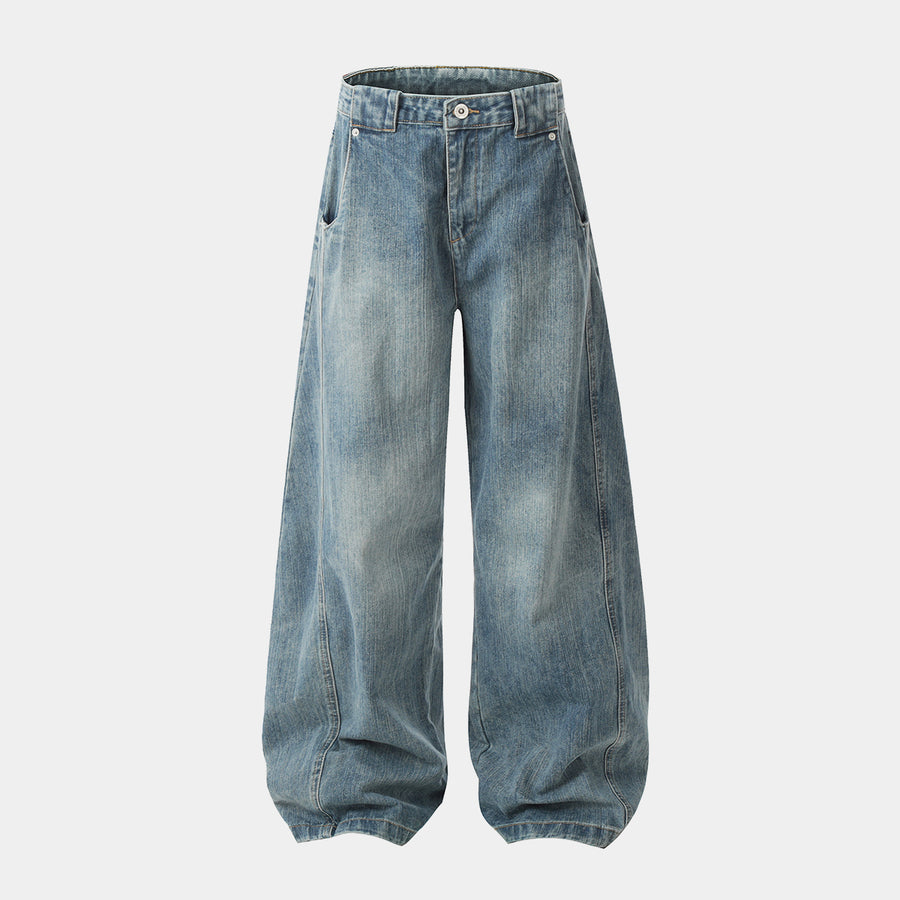 Jeans streetstyle vintage con motivi a teschio e graffiti