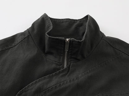 Asymmetric Clasp Front | Metal Button Jacket