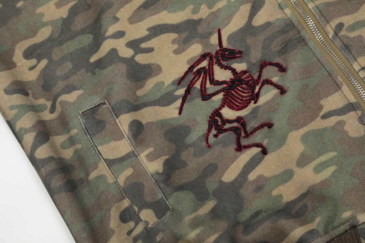 Camo Varsity Patch | Zip Up Hoodie - Santo 