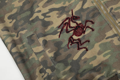 Camo Varsity Patch | Zip Up Hoodie - Santo 