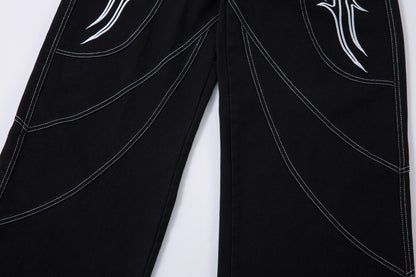 Embroidered Flame | Baggy Jeans - Santo 