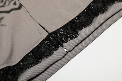 Gothic Spray Print | Zip Up Hoodie - Santo 