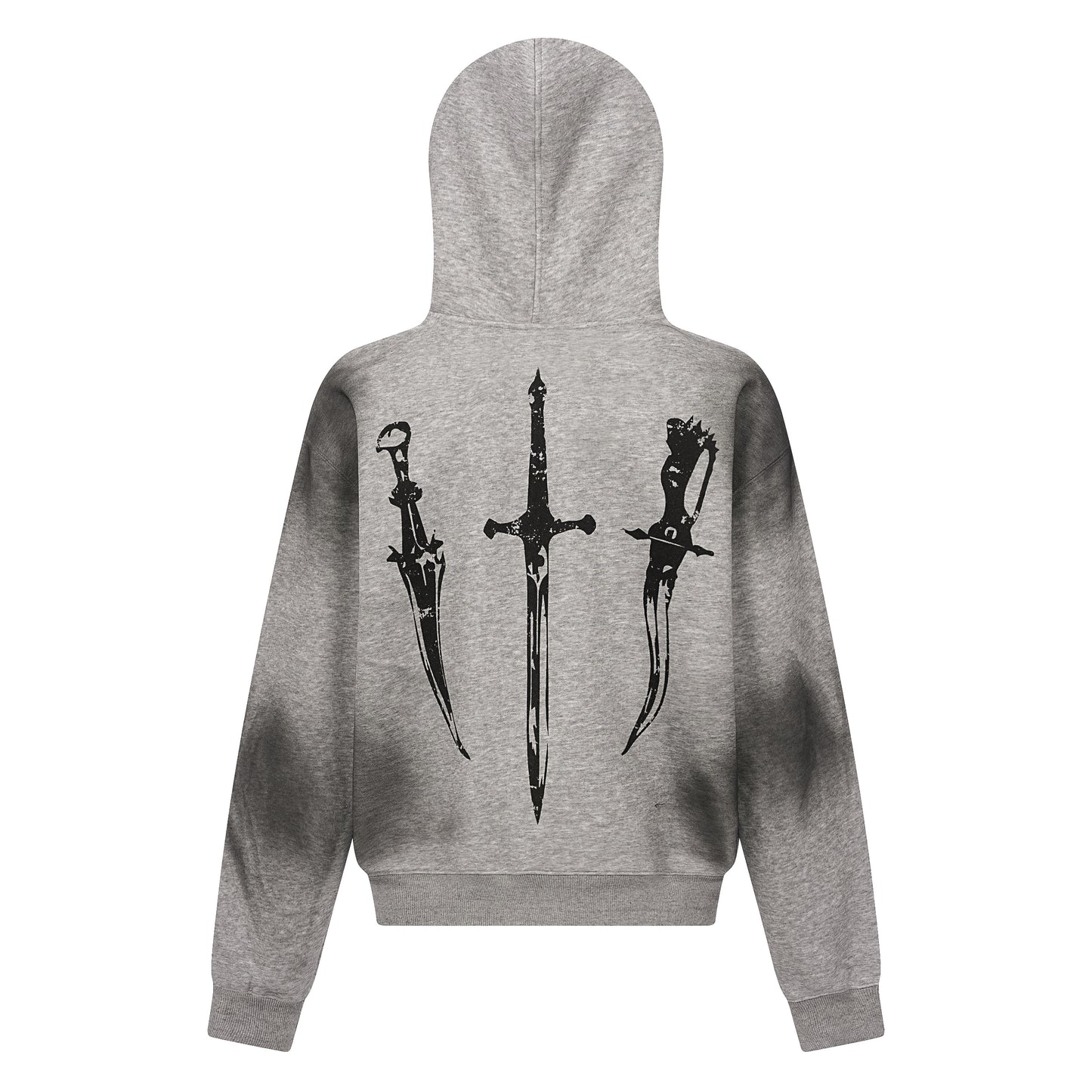 Gothic Distressed Print | Zip-Up Hoodie - Santo 
