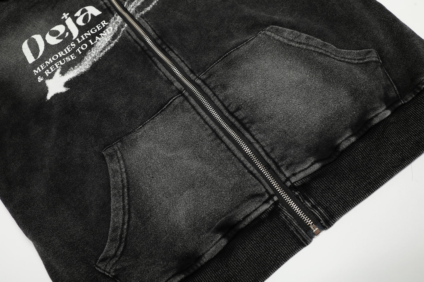 Washed Gradient | Black Zip Up Hoodie - Santo 