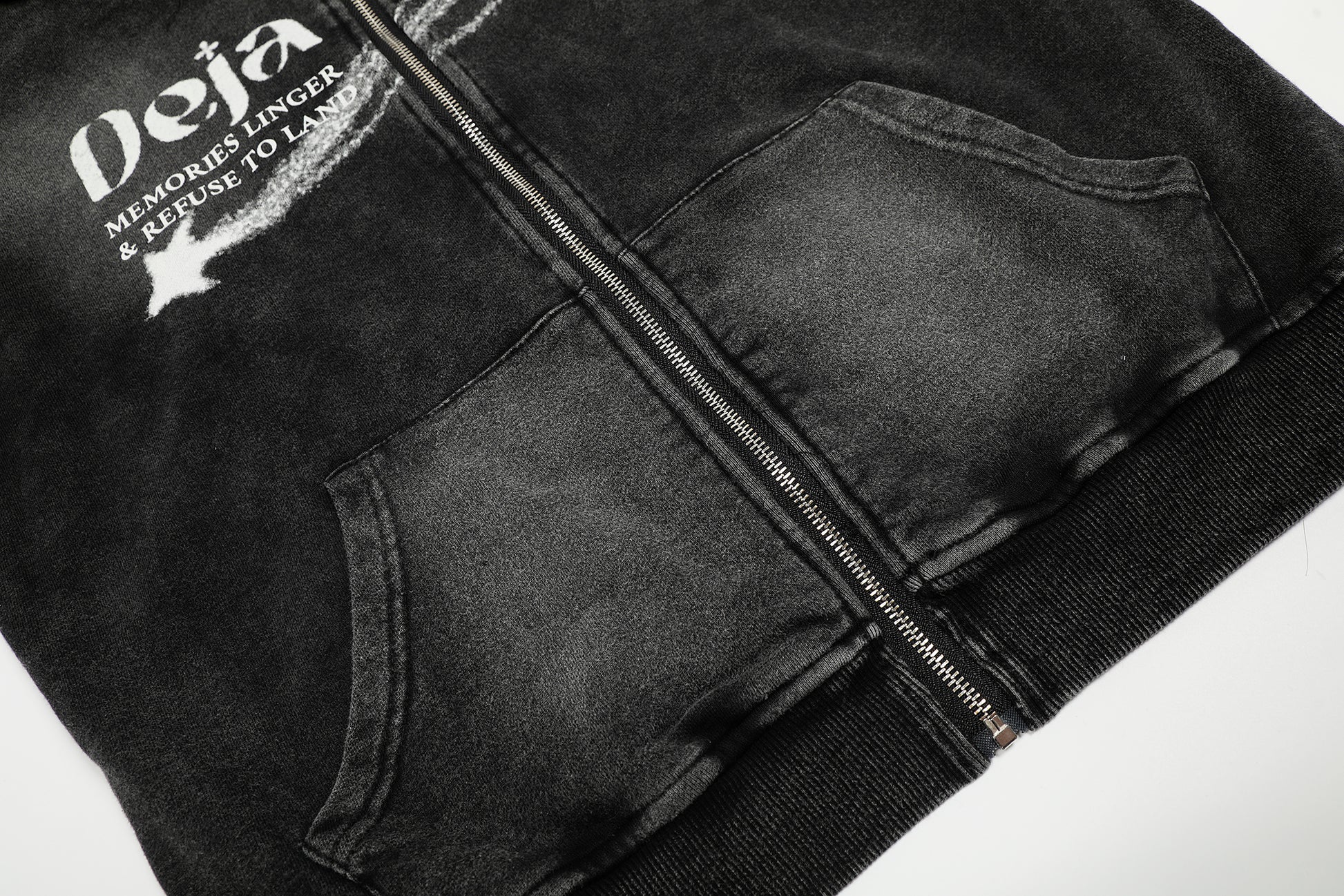 Washed Gradient | Black Zip Up Hoodie - Santo 