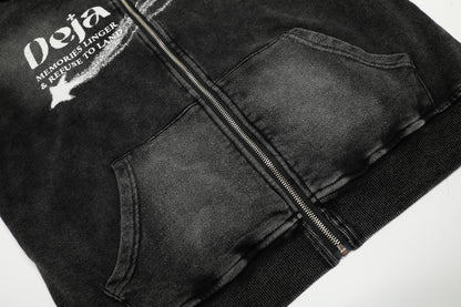 Washed Gradient | Black Zip Up Hoodie - Santo 