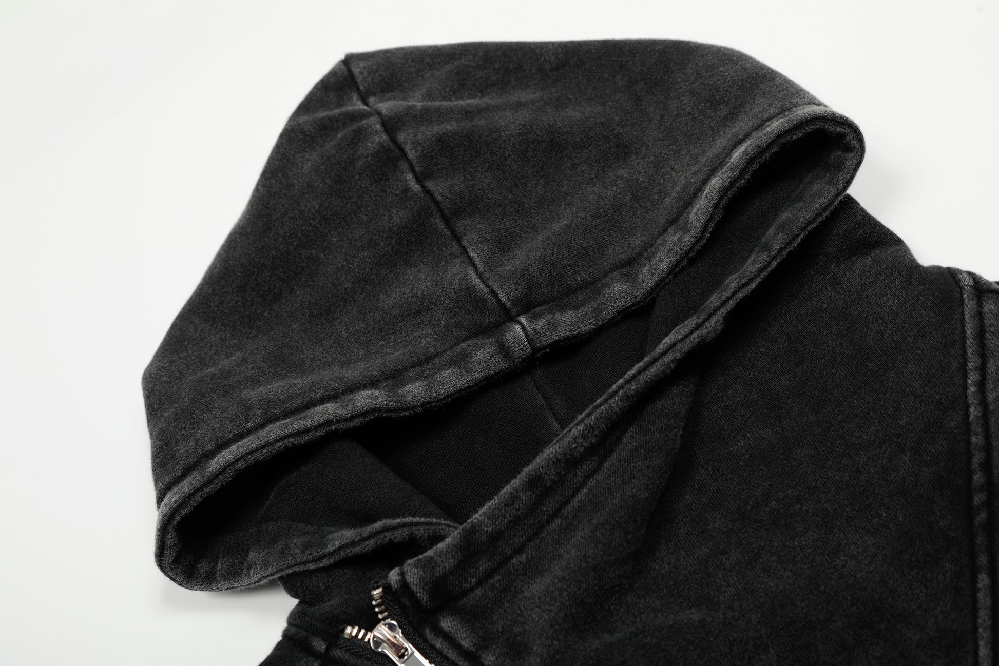 Asymmetry | Washed Zip Up Hoodie - Santo 