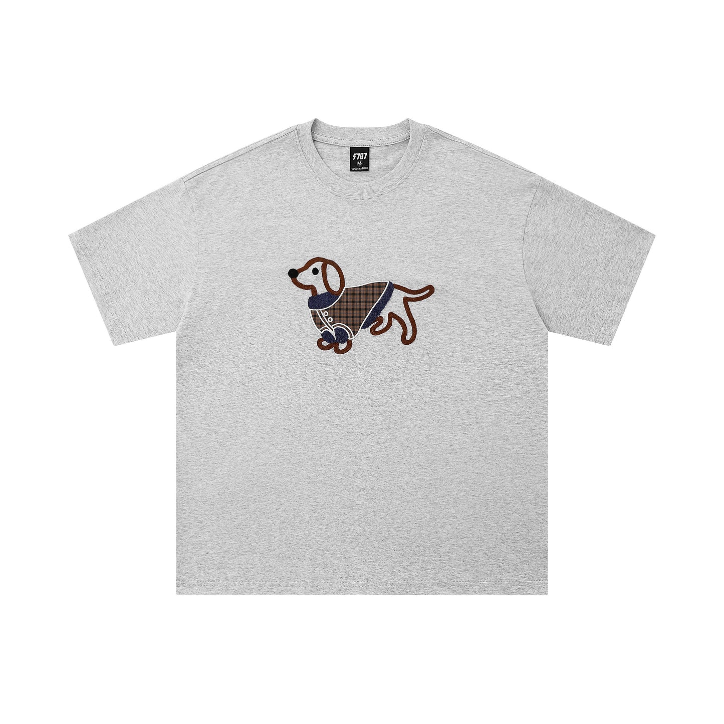 Scarf Pup | Embroidered Dog Patch Tee - Santo 