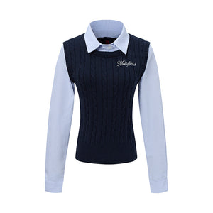 Layer Knit | Preppy Shirt Vest Combo