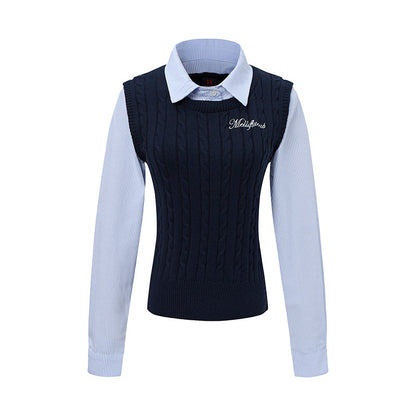 Layer Knit | Preppy Shirt Vest Combo