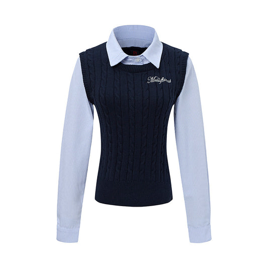 Layer Knit | Preppy Shirt Vest Combo