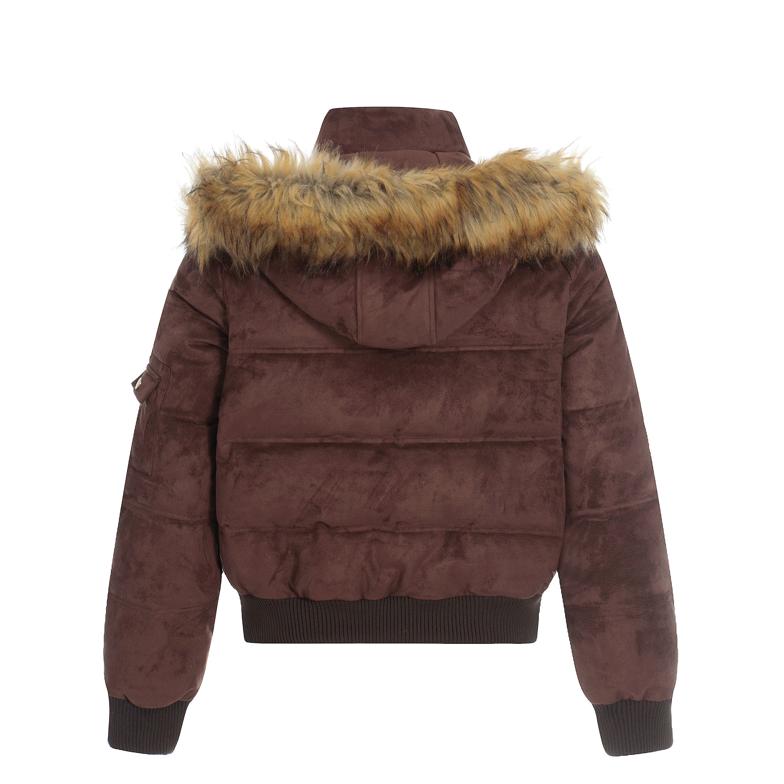 Alpine Buckle | Toggle-Front Faux Suede Puffer
