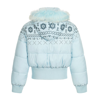 Glacier Bloom | Nordic Embroidered Hooded Puffer
