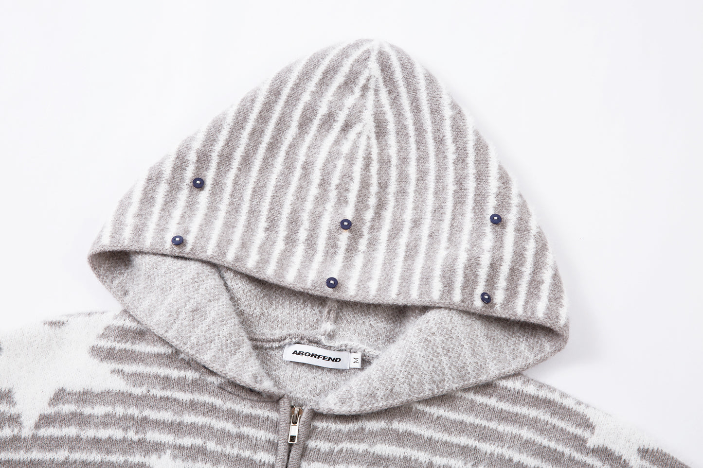 Winter Sky | Knitted Hoodie with Faux Fur Trim