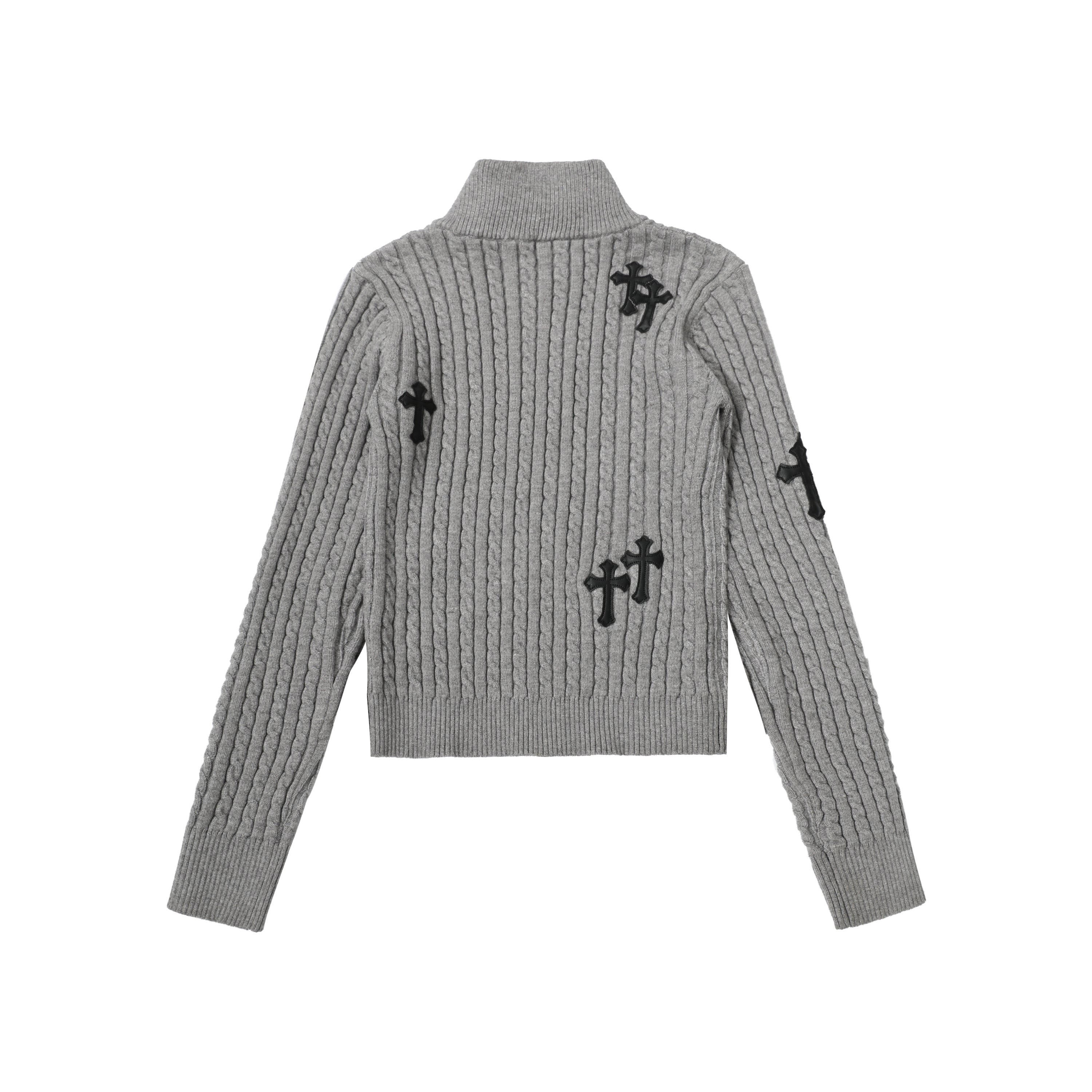 Fuzzy Pup | Striped Knit Cardigan with Dog Embroidery