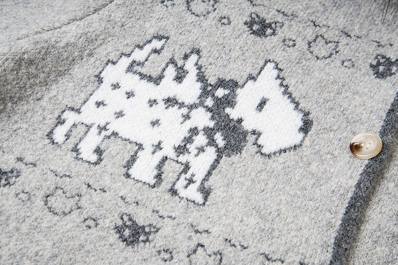 Puppy Charm | Knitted Cardigan with Faux Fur Hood - Santo 