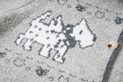 Puppy Charm | Knitted Cardigan with Faux Fur Hood - Santo 