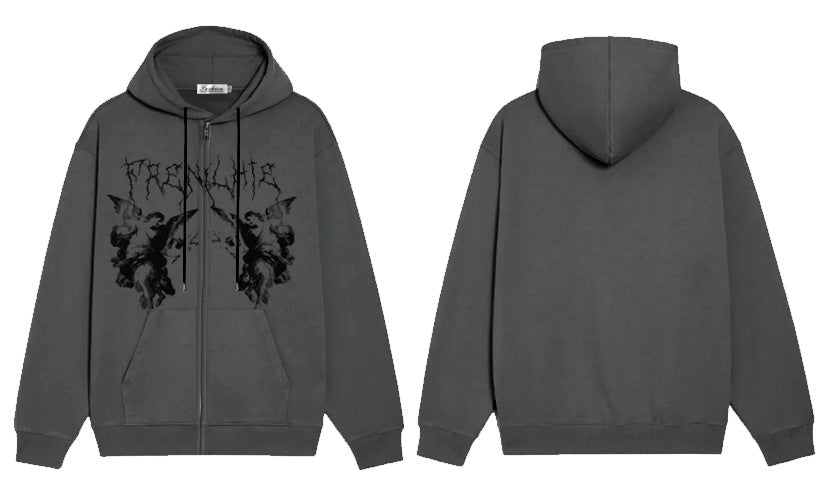 Cherub Chaos | Sweat à capuche zippé à imprimé ange