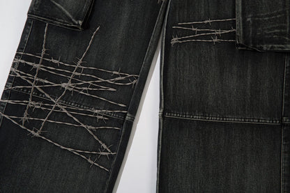 Barbed Wire Print | Baggy Jeans - Santo 