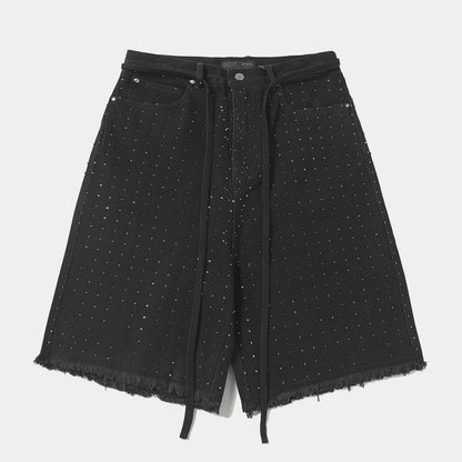 Rhinestone Frayed | Denim Shorts - Santo 
