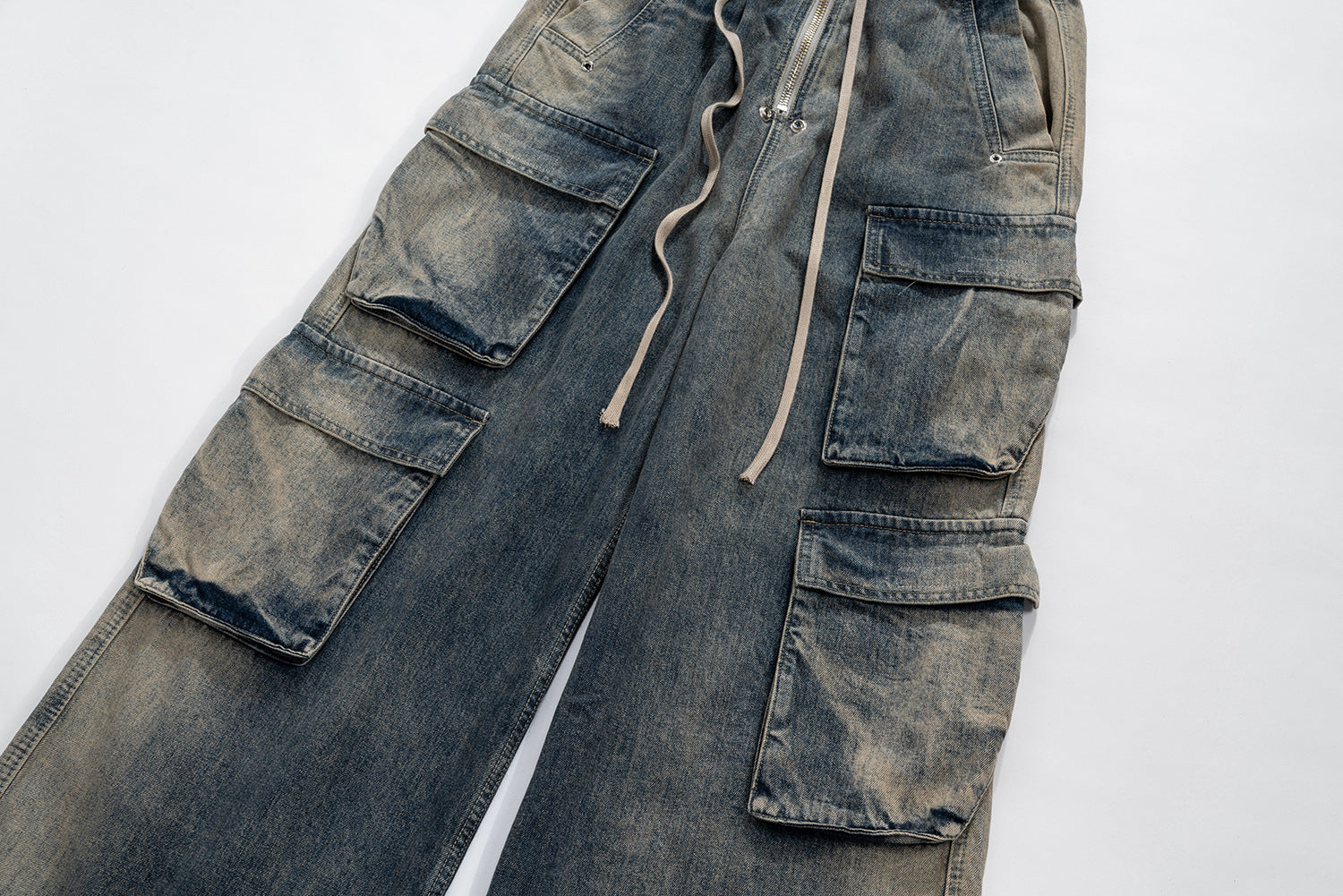 Wide Leg Multi-Pocket Straight | Loose Jeans