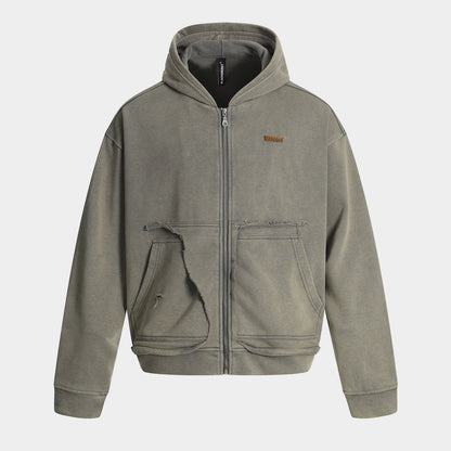 Washed Distressed | Full Zip Hoodie - Santo 