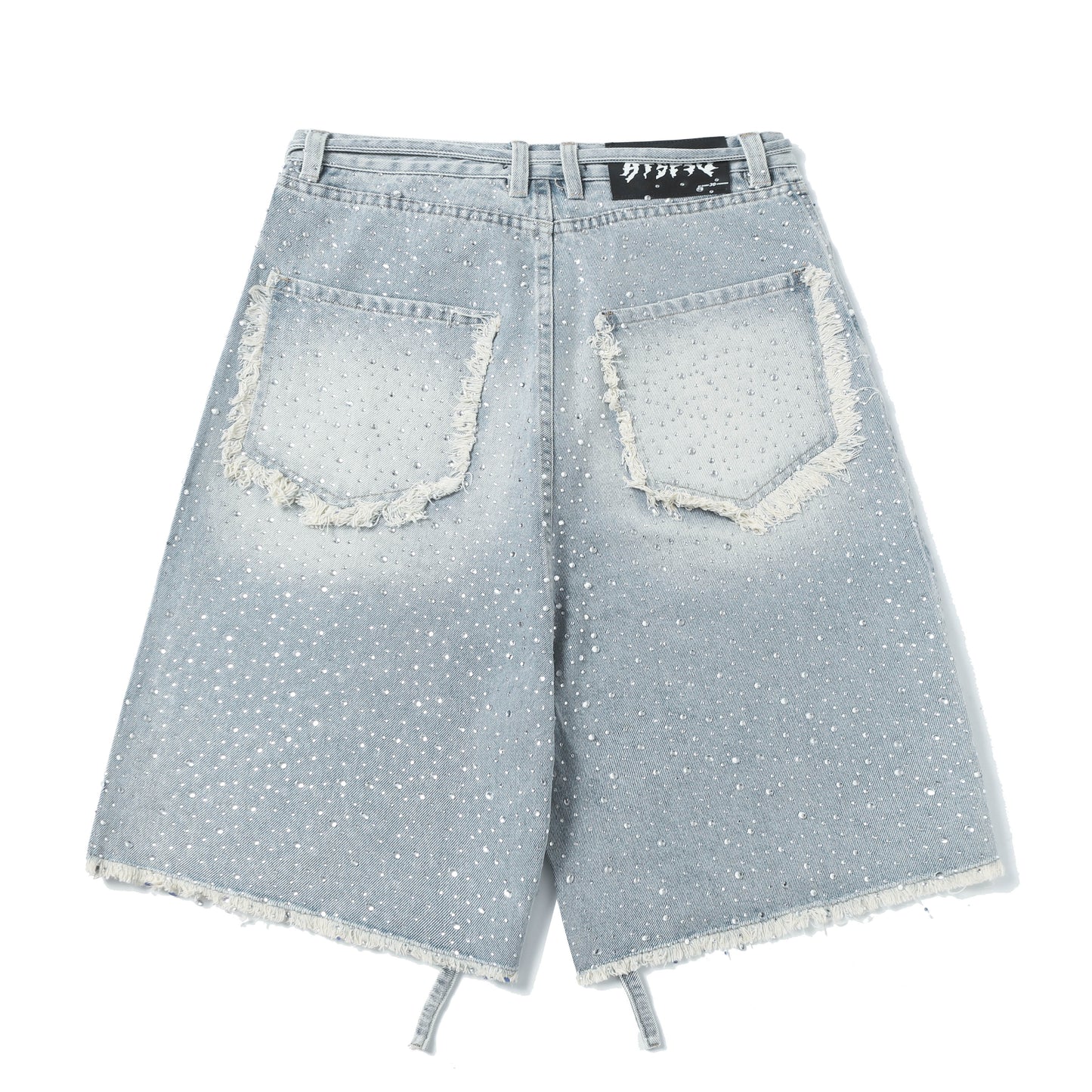 Rhinestone Frayed | Denim Shorts - Santo 
