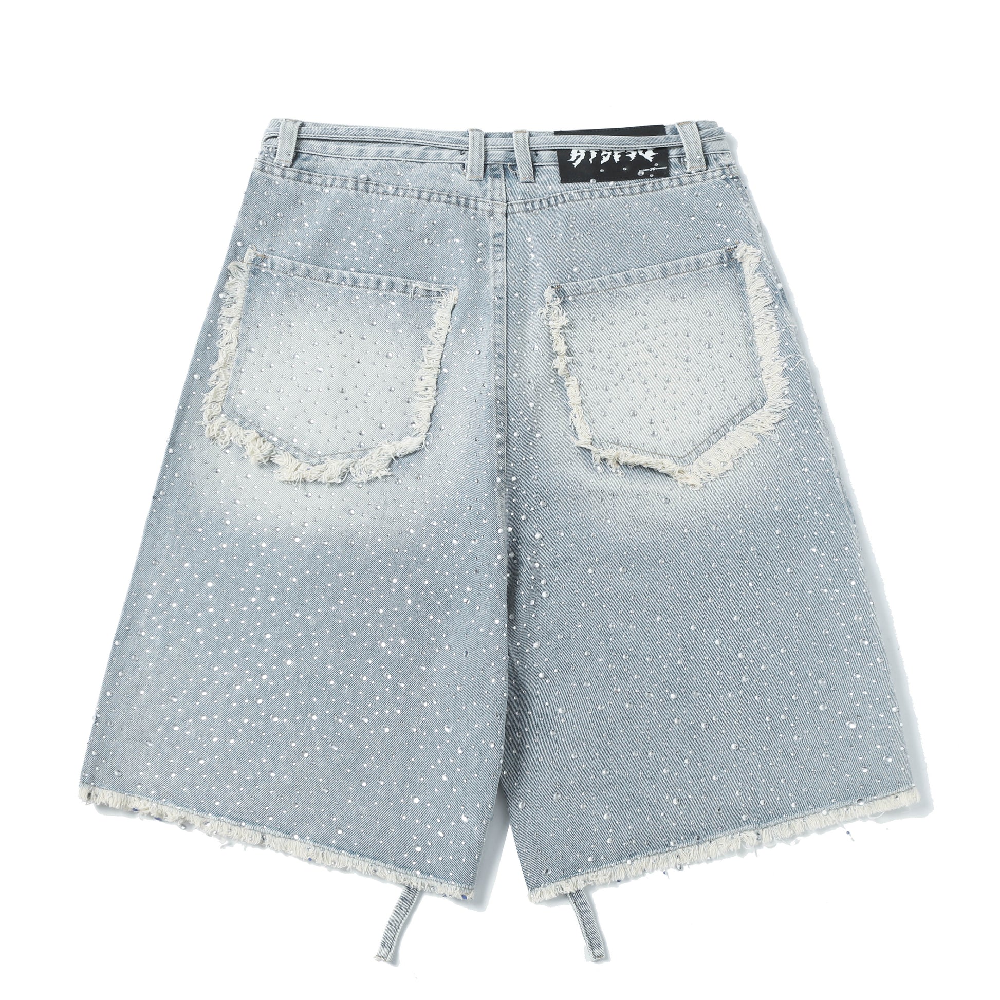 Rhinestone Frayed | Denim Shorts - Santo 