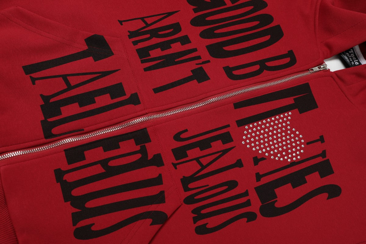 Rhinestone Heart | Zip-Up Hoodie - Santo 