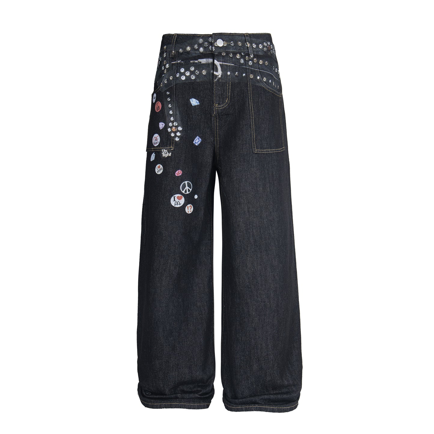 Studded Patchwork | Denim Jeans - Santo 