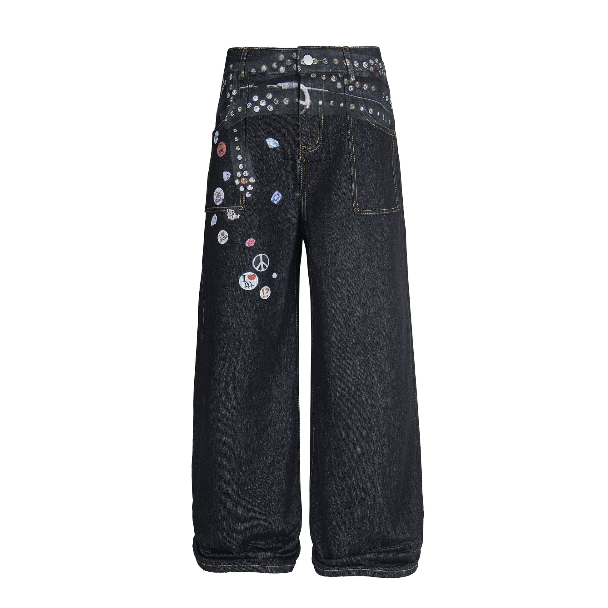 Studded Patchwork | Denim Jeans - Santo 