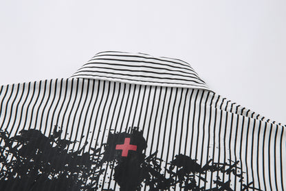 Graffiti Print Layered | Striped Sweatshirt - Santo 