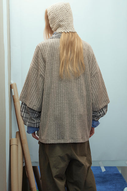 Vintage Plaid Teddy | V-Neck Sweatshirt - Santo 