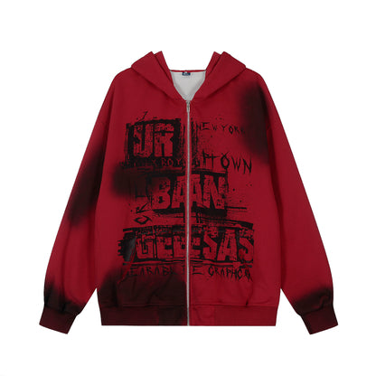 Graffiti Print | Oversized Zip Up Hoodie - Santo 