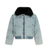 Denim Flare | Faux Fur Collar Bomber Jacket