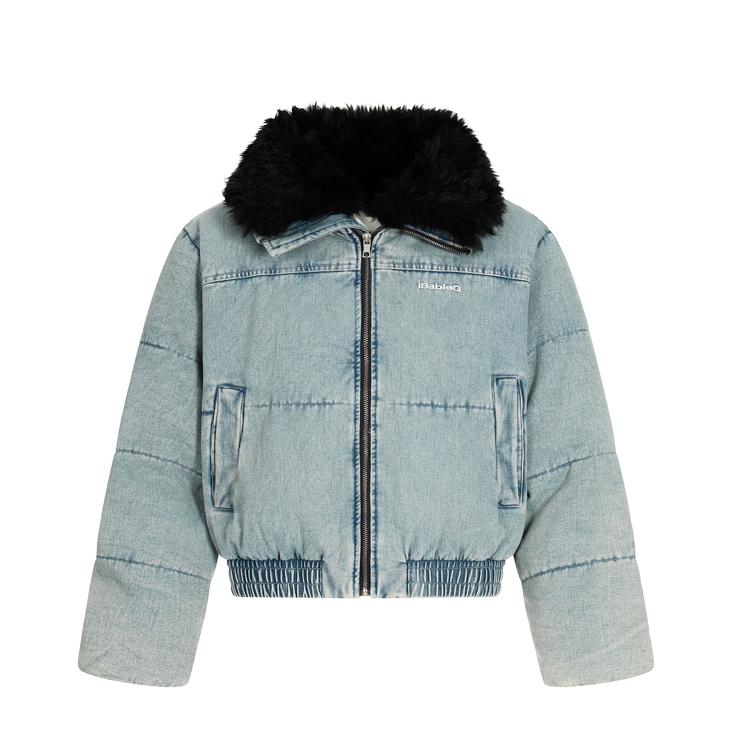 Denim Flare | Faux Fur Collar Bomber Jacket - Santo 