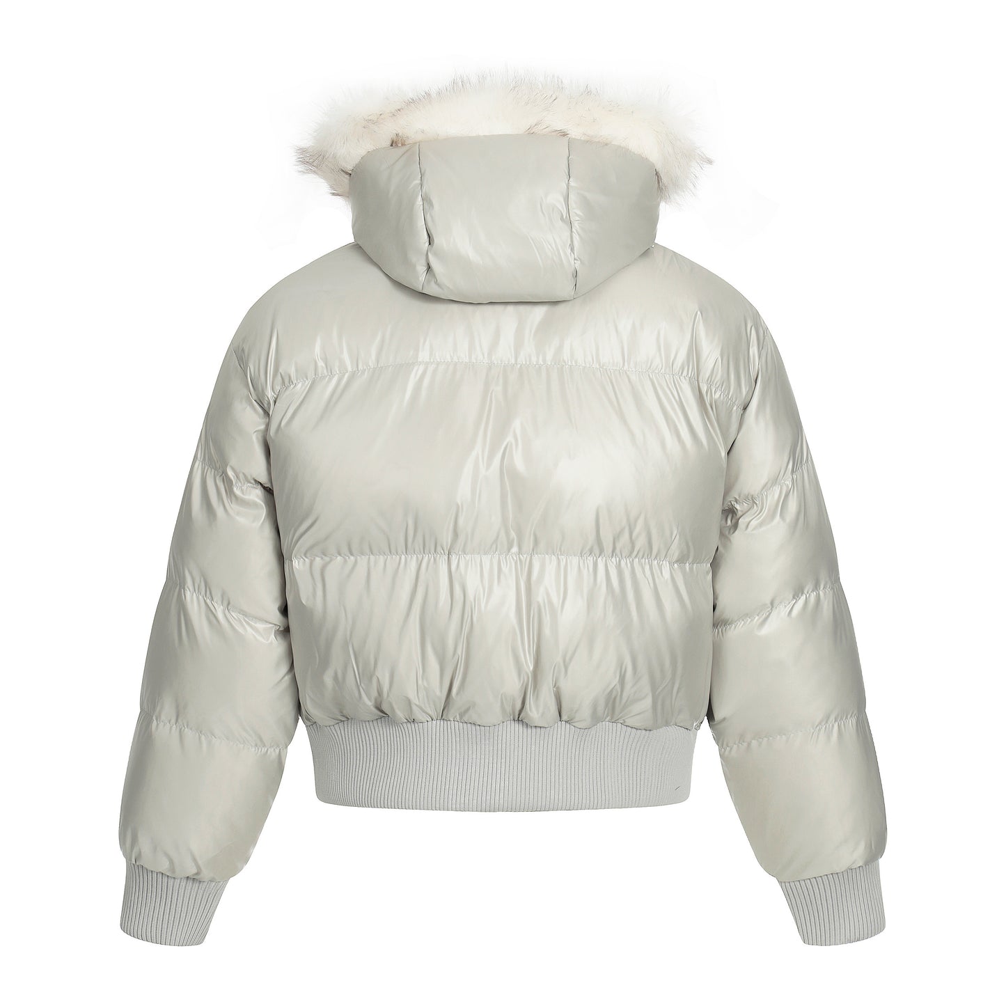 Frost Petal | Embroidered Satin Puffer Jacket