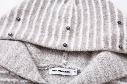 Winter Sky | Knitted Hoodie with Faux Fur Trim