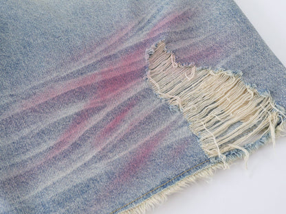 Pink Spray | Washed Denim Shorts - Santo 