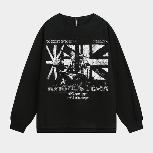 Punk Flag Art | Button Sweatshirt - Santo 